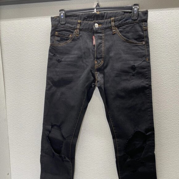DSquared2 Men’s Distressed Open-Knee Jeans – Black – Size 34 x 33 - Picture 1 of 10